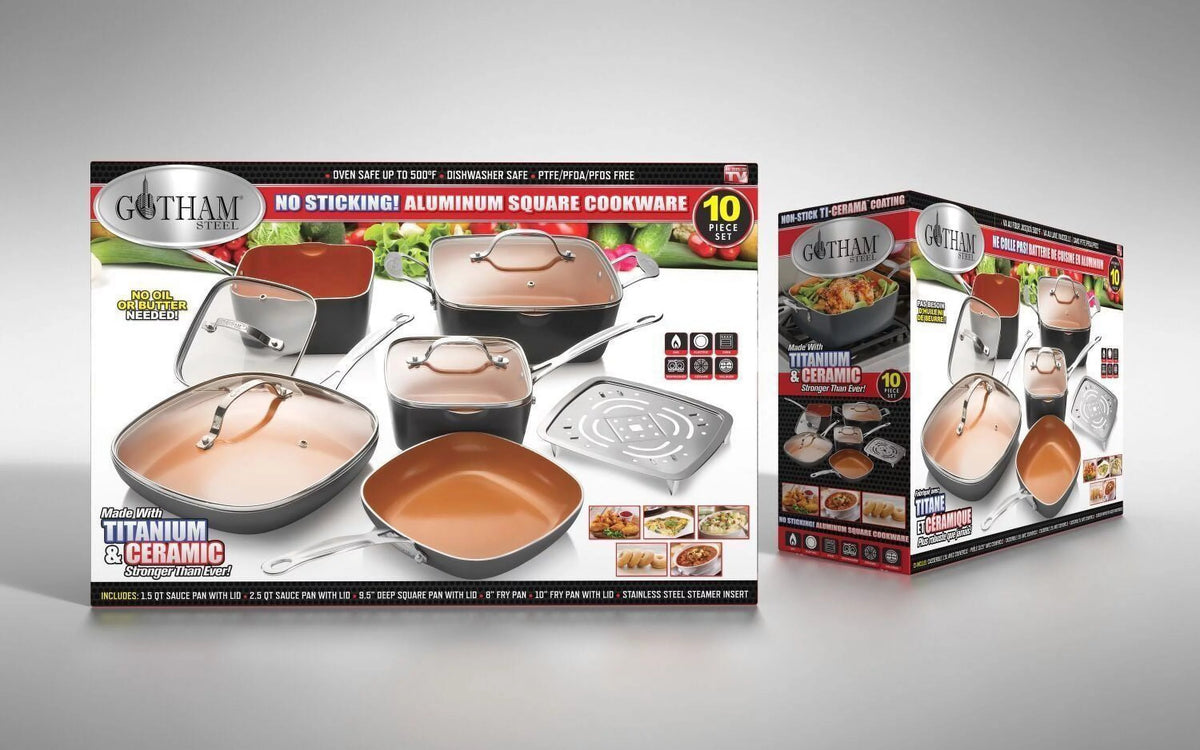 10 Piece Nonstick Ceramic Pots and Pans Set with Steamer G4719