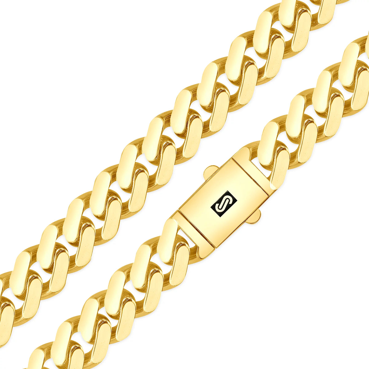 14k Yellow Gold 13mm Cuban Link Chain Necklace S9753