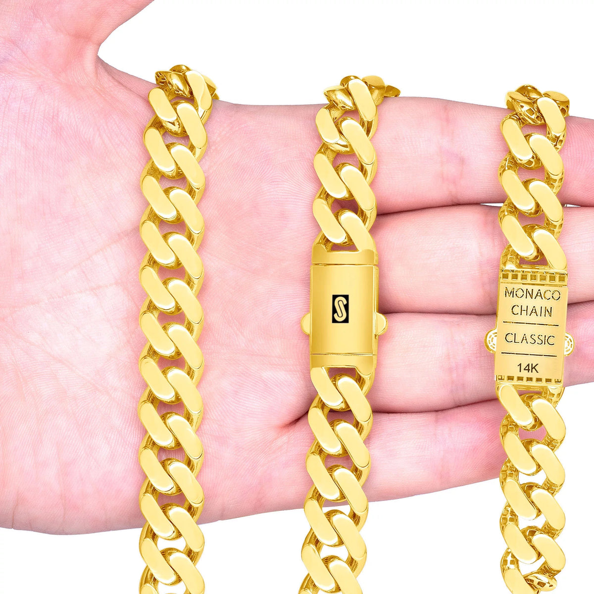 14k Yellow Gold 13mm Cuban Link Chain Necklace S9753